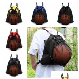 Outdoor Bags Portable Sport Ball Bag Mesh Backpack Basketball Storage Dstring Drop Delivery Sports Outdoors Ota6B