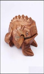 Thailand Lucky Frog With Drum Stick Traditional Craft Home Office Decor Wooden Art Figurines Miniatures Drop Delivery Decorative2994725