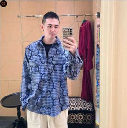 Men's Casual Shirts designer 2024 European Station Spring Fashion Brand and Women's INS All over Letter Plaid Loose Long sleeved Coat Shirt ZGRZ