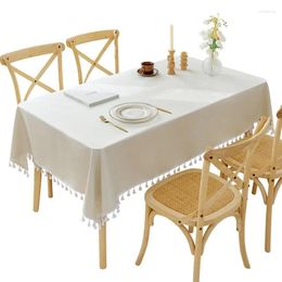 Table Cloth Cotton Linen Tablecloth Waterproof Oil Free Wash Cream Style Simple J2679