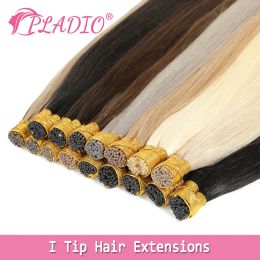 Extensions PLADIO Straight I Tip Hair Extensions Human Natural Hair Extensions Keratin Capsule Original Human Hair 1226 inch 50pcs 100pcs