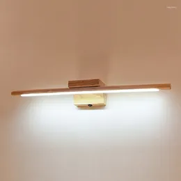 Wall Lamps Led Lamp Nordic Solid Wood Mirror Light With Switch Modern Bathroom Vanity Lights AC110-260V Indoor Sconces Fixtures