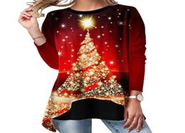 Christmas Blouse Shirt Women Tee Christmas Tree Printed Ladies Tops Shirt Casual Long Sleeve Blouse Female Camiseta Mujer8945620