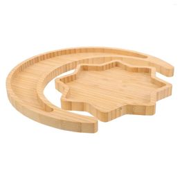 Dinnerware Sets 2Pcs Bamboo Snack Plate Desktop Fruit Tray Moon Star Bread Dessert Drop Delivery Home Garden Kitchen Dining Bar Otg7C