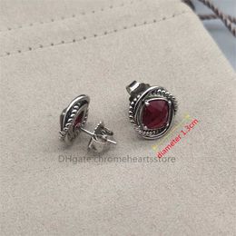 Vintage Ohrstecker Luxus Silber Ohrringe für Frauen Bunte Cz Rot Kristall Twisted Ohr Hochzeit Designer Schmuck Ohrringe Geschenk Ohrring