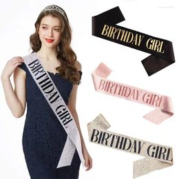 Party Decoration Birthday Glitter Satin Sash Supplies Girls Princess Shoulder Strap Girdle Ribbons Women Kids