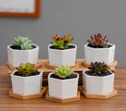 Ceramic Bonsai Pots Mini White Porcelain Flowerpots Succulent Garden Indoor Home Nursery Planters With Chassis Sea Ship wmq10287598367