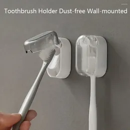 Kitchen Storage 1Pcs Dustproof Toothbrush Holder Stylish Design White Grey Self-adhesive Bathroom Shelf For Home Wall-mounted