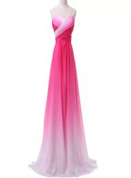 2018 New Sexy Cheap Ombre Long Prom Dresses Chiffon A Line Plus Size FloorLength Formal Evening Party Celebrity Bridesmaid Gown Q7294558