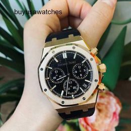 Minimalist Elegant AP Wrist Watch Mens Watch Royal Oak Series 26240or Rose Gold Black Plate Belt Fashion Leisure Business Sports Back Transparent Mechanical Watch