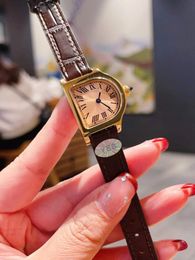 24mm 30mm Trendy Women Men Quartz Watch Roman Number CPCP Cloche Wristwatch Couple Real Brown leather Watches Unique D Shape Clock