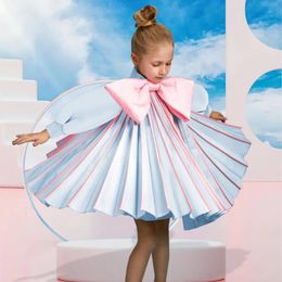 Fantasia Long Sleeve Dress EidalFitr Flower Girls For Weddings Holiday Children Clothing Kid Party Costume 240311