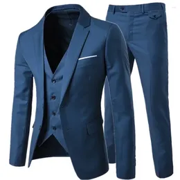 Men's Suits Suit Vest Pants 3 Pieces Sets / One Buckle Two Button Business Dress Blazers Jacket Coat Trousers Waistcoat