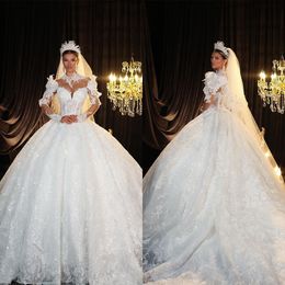 Exquisite Elegant Ball Gown Wedding Dresses Collar Art Design Sweetheart Bridal Gown Lace Applique Beading Dress Vestido De Novia
