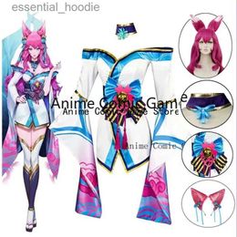 cosplay Anime Costumes Ahri LOL role-playing with wigs ears legendary flowers role-playing costumes Halloween parties girlsC24321