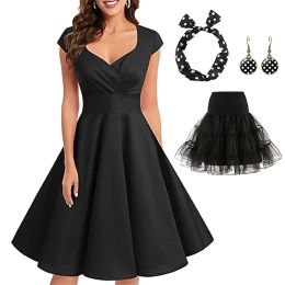 Retro Vintage 1950er Jahre A-Line-Kleider Flare Frauen Kostümparty Abend Masquerade Kleider Weihnachtsfeier