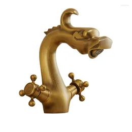Bathroom Sink Faucets Antique Retro Faucet Basin Mixer And Cold Water Taps Chinese Dragon Vanity Washing
