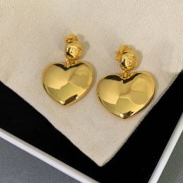 Classic Fashion Designer Brands Big Heart Gold Silver Earrings for Women luxury Famous Jewellery Top Quality Girl Gift Party Trend