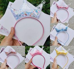 Cartoon Crown Headbands For Children Kids Transparent Plastic Sequin Hairbands Bezel Hair Hoop Girl Hair Accessories5527421