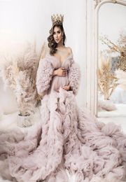 Gorgeous Pink Prom Dress Off The Shoulder Maternity Dresses For Po Shoot Tulle Ruffles Puffy Robe Dressing Gown Pregnancy Cloth1355685