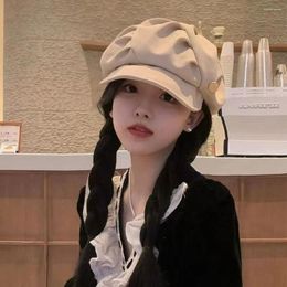 Berets British Style Cloud Beret Personality Sboy Cap Artist Hat Painter Korean Cloth Octagonal Streetwear