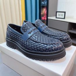 Casual Shoes Weaves For Men Est Spring Autumn Genuine Leather Platform Loafers Patchwork Sewing Tennis Flats Slip-on Designer