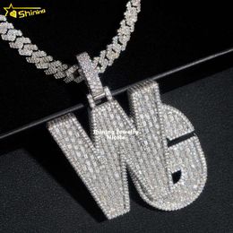 Designer Jewelry Hot Selling S925 VVS Custom High-end Hip Hop Style 925 Sterling Silver Name Letter Initial Fully Iced Out Moissanite Diamond Pendant