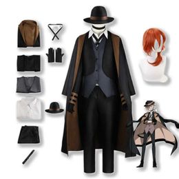 cosplay Anime Costumes Bungo stray dog role-playing Chuya Nakahara Dazai Osa Akiko Yosano Butterfly wig jacket hat womens uniform setC24321