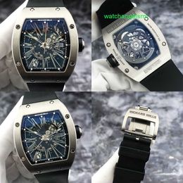 Male Timepiece Wristwatch RM Wrist Watch RM023 Skeleton Dial Mens Mechanical Watch Barrel Date Display Titanium