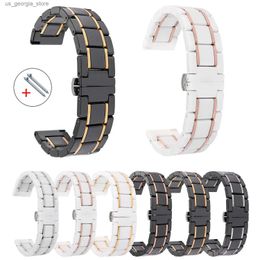 Watch Bands 20mm 22mm Stainless Steel Ceramic Strap For Samsung Galaxy Active 2/3/46mm/42mm/S3/Galaxy 4 44mm 40mm Band Y240321