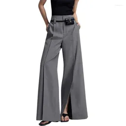 Women's Pants Uoozee 2024 Arrivals Female Stylish Wide Leg Suit Spring Autumn Split-Front High Waisted Trousers For Office Lady