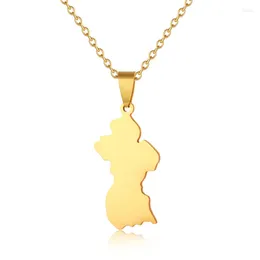 Pendant Necklaces Stainless Steel Chain Necklace Guyana Map Women Gold Colour Statement Jewelery Charm Choker Gift