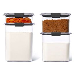 Rubbermaid Brilliance Tritan Airtight Pantry Food Storage 8-pc Set, 2.8 Qt, Dishwasher Safe