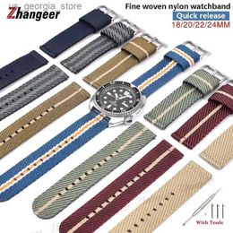 Watch Bands 18mm 20mm 22mm 24mm Top Quality Stripe Nylon Strap For Huawei GT2/Samsung S2 S3 Smart Bands Replacement Accessories Y240321