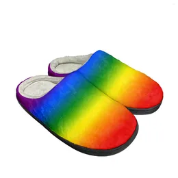 Slippers Gay Pride Rainbow Love Home Cotton Mens Womens Plush Bedroom Casual Keep Warm Shoes Thermal Indoor Slipper Custom Shoe