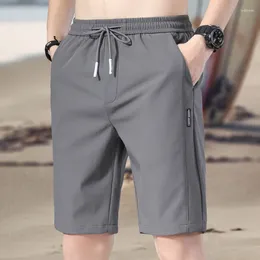 Men's Shorts High Quality Polyester Ice Silk Men Summer Korean Version Of Loose Elastic Splicing Beach Five Minute Medium Pants