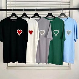 Men's T-shirt Summer 100% Cotton Fashion T-shirt Men's and Women's Fashion Label Sticker Love Short sleeved T-shirt Men's Top