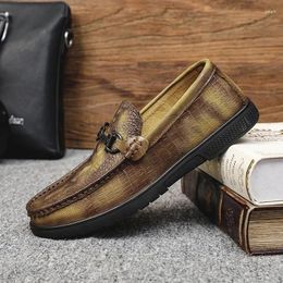 Casual Shoes Mens Slip On Man Moccasins Men's Loafers Comfy Leather Men Flats Driving Formal Brogue Retro