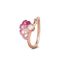 Cluster Rings 2024 Ring Plated Rose Gold Pink Fan 925 Sterling Silver For Women Wedding Engagement Fine Jewellery