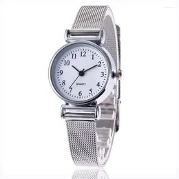 Wristwatches Simple Silver Watches Women Blue Stainless Steel Mesh Strap Fashion Casual Wild Quartz Bracelet Watch Feminino