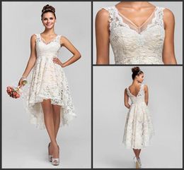 Selling High Low Junior Bridesmaids Dresses Cheap 2019 V Neck Short Knee Length Lace Formal Occasion Dress For Wedding Party1517639