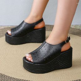 Sandals Platform High Heels Women Wedges Shoes 2024 Summer Peep Toe Slippers Fashion Slingback Flip Flops Pumps Female Slides