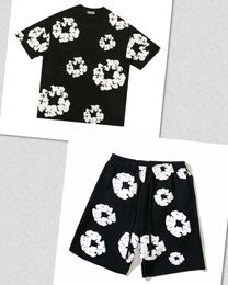Y2k Haruku Foam Kapok Shorts Set 2024 Summer Street Men and Women Loose Casual Short-sleeved Trendy Sports Pants Festival