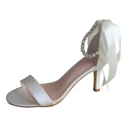 Sandals Wedopus Sandal For Wedding Bride High Heel Bridal Shoes With Pearl Strap 8CM