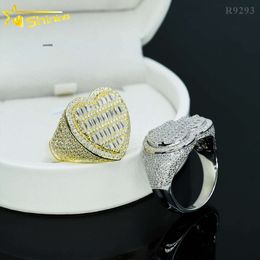 Designer Jewellery Hot Selling Hip Hop S925 VVS Moissanite Pass diamond tester hip hop iced out heart 925 sterling silver mens certified GRA moissanite ring