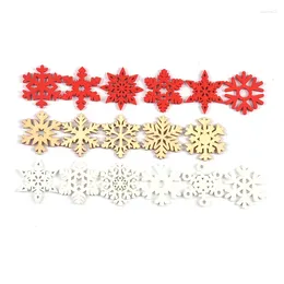 Party Decoration 50Pcs Natural Christmas Snowflake Red/White Wood Crafts Supplies For DIY Scrapbook Accessories Year Home Decor