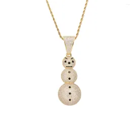 Pendant Necklaces Hip Hop Micro Paved Cubic Zirconia Iced Out Bling Little Snowman Pendants Necklace For Men Rapper Jewellery Gold Silver