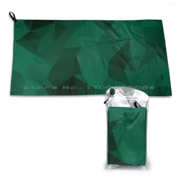 Towel Emerald Quick Dry Gym Sports Bath Portable Geometric Abstract Dark Green Colourful Polygon Pattern Soft