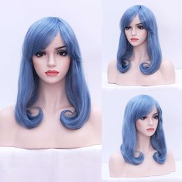 Wig Women's Slanted Bangs, Pear Blossom Head, Fashionable Wig, Collarbone Buckle, Medium Length Curly Hair New Product