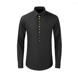 Men's Casual Shirts Autumn And Winter Selling Antique Bronze Flower Shirt Fashion No Iron Long Sleeved Exquisite Clothing